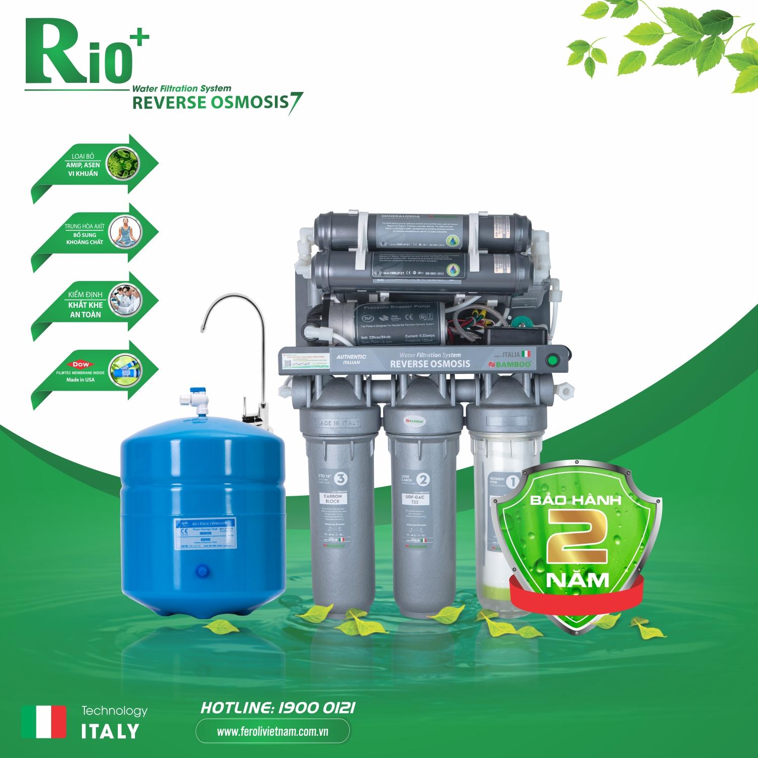 Máy lọc nước RO Bamboo RIO- không vỏ tủ